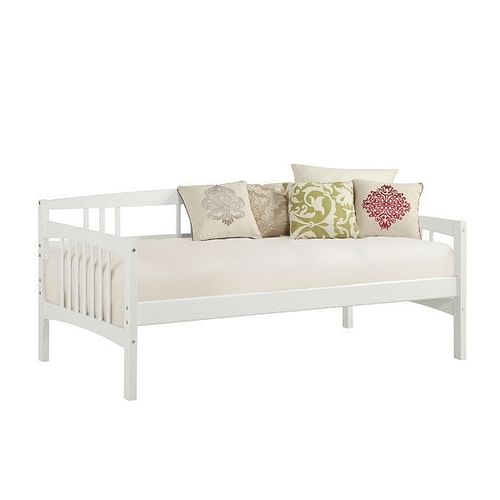 Twin size Traditional Pine Wood Day Bed Frame in White Finish - Free Shipping