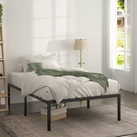 Twin 18-inch High Metal Platform Bed Frame with Under-bed Storage Space - Free Shipping