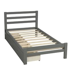 Twin size Gray Low Profile 2 Drawer Storage Platform Bed - Free Shipping