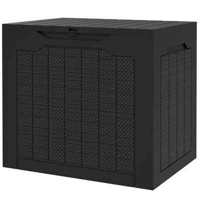 Outsunny 28 Gallon Deck Box, Resin Outdoor Storage Box with Handles, Waterproof and UV Resistant Storage Container 
