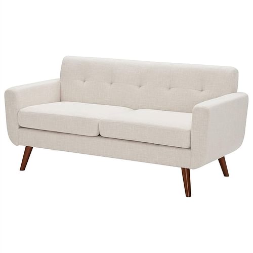 Modern Mid-Century Beige Cotton Polyester Upholstered Sofa Loveseat - Free Shipping 