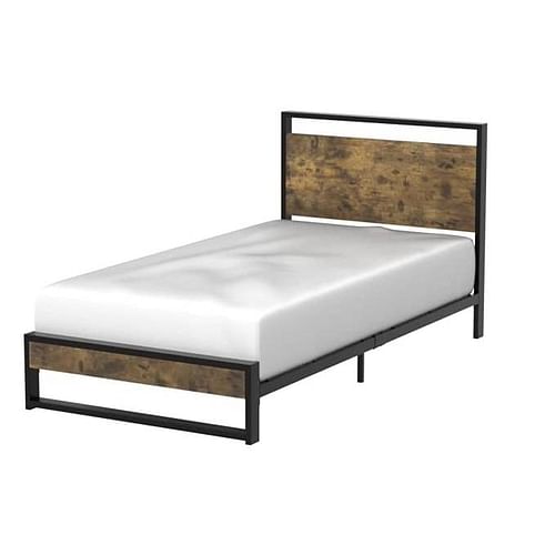 Twin Modern Farmhouse Platform Bed Frame with Wood Panel Headboard Footboard - Free Shipping