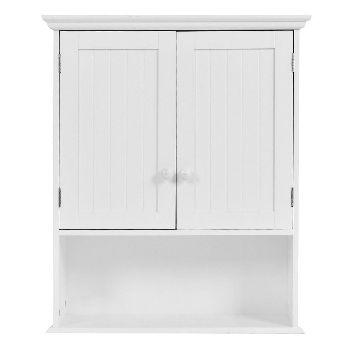 White Wall Mount Bathroom Cabinet with Storage Shelf - Free Shipping