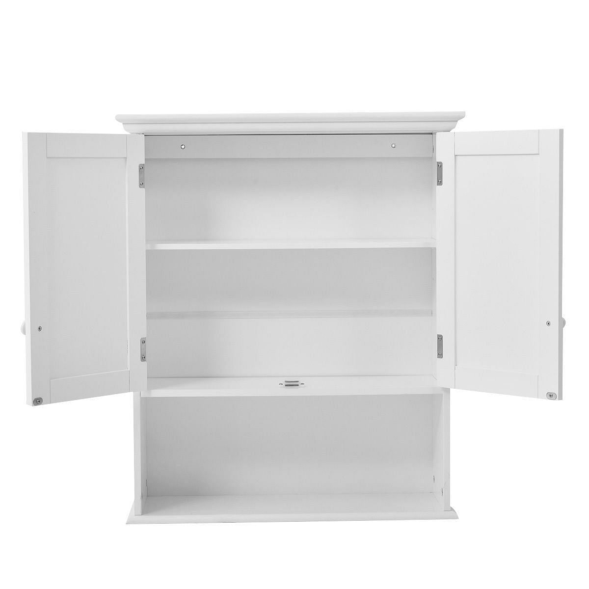 White Wall Mount Bathroom Cabinet with Storage Shelf - Free Shipping