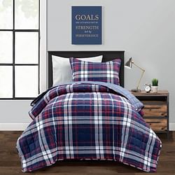 Twin/XL Farmhouse Plaid 2 Piece Lightweight Reversible Quilt Set - Free Shipping 