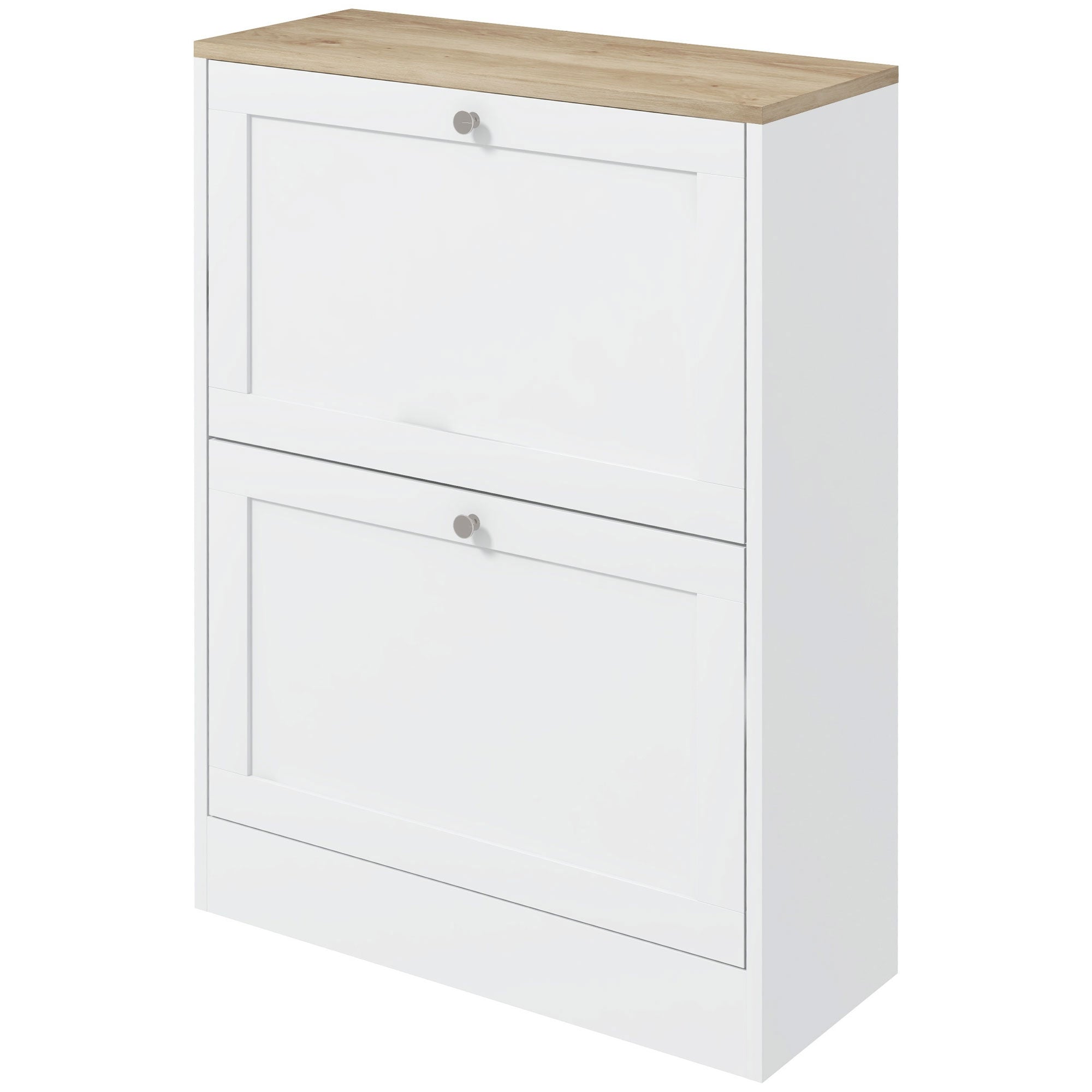 HOMCOM Slim Shoe Storage Cabinet, Modern Shoe Cabinet with 2 Flip Drawers and Adjustable Shelves for 12 Pairs, White 