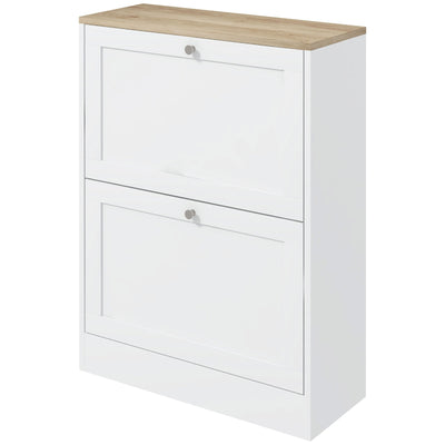 HOMCOM Slim Shoe Storage Cabinet, Modern Shoe Cabinet with 2 Flip Drawers and Adjustable Shelves for 12 Pairs, White 