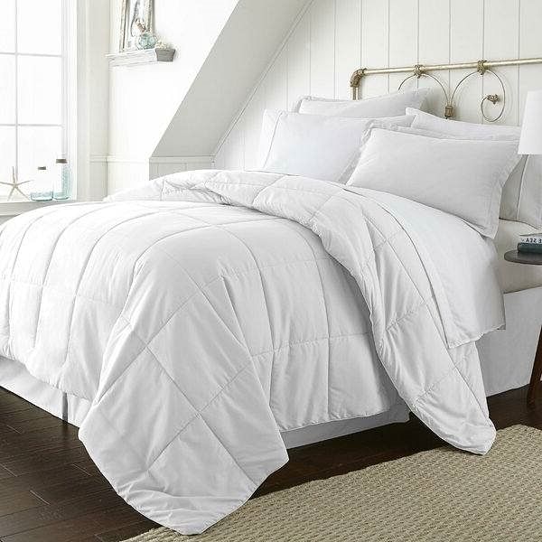 Twin XL Size Microfiber 6-Piece Reversible Bed In A Bag Comforter Set in White - Free Shipping