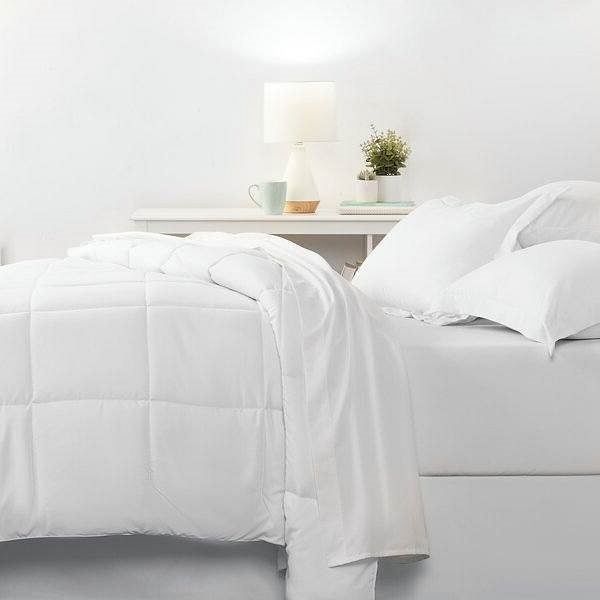 Twin XL Size Microfiber 6-Piece Reversible Bed In A Bag Comforter Set in White - Free Shipping