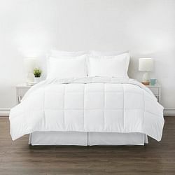 Twin XL Size Microfiber 6-Piece Reversible Bed In A Bag Comforter Set in White - Free Shipping