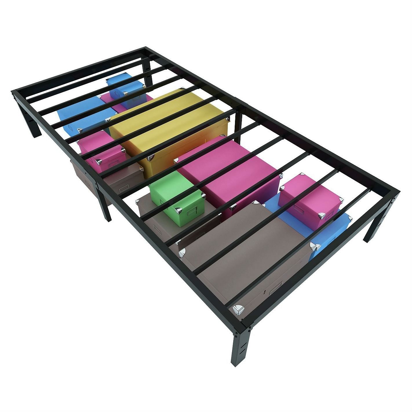 Twin XL College Dorm Heavy Duty Black Metal Platform Bed Frame - Free Shipping