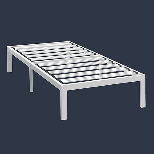 Twin XL Modern Heavy Duty Metal Platform Bed Frame in White - Free Shipping 