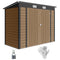 8 x 4FT Galvanized Garden Storage Shed, Metal Outdoor Shed with Double Doors and 2 Vents, Teak
