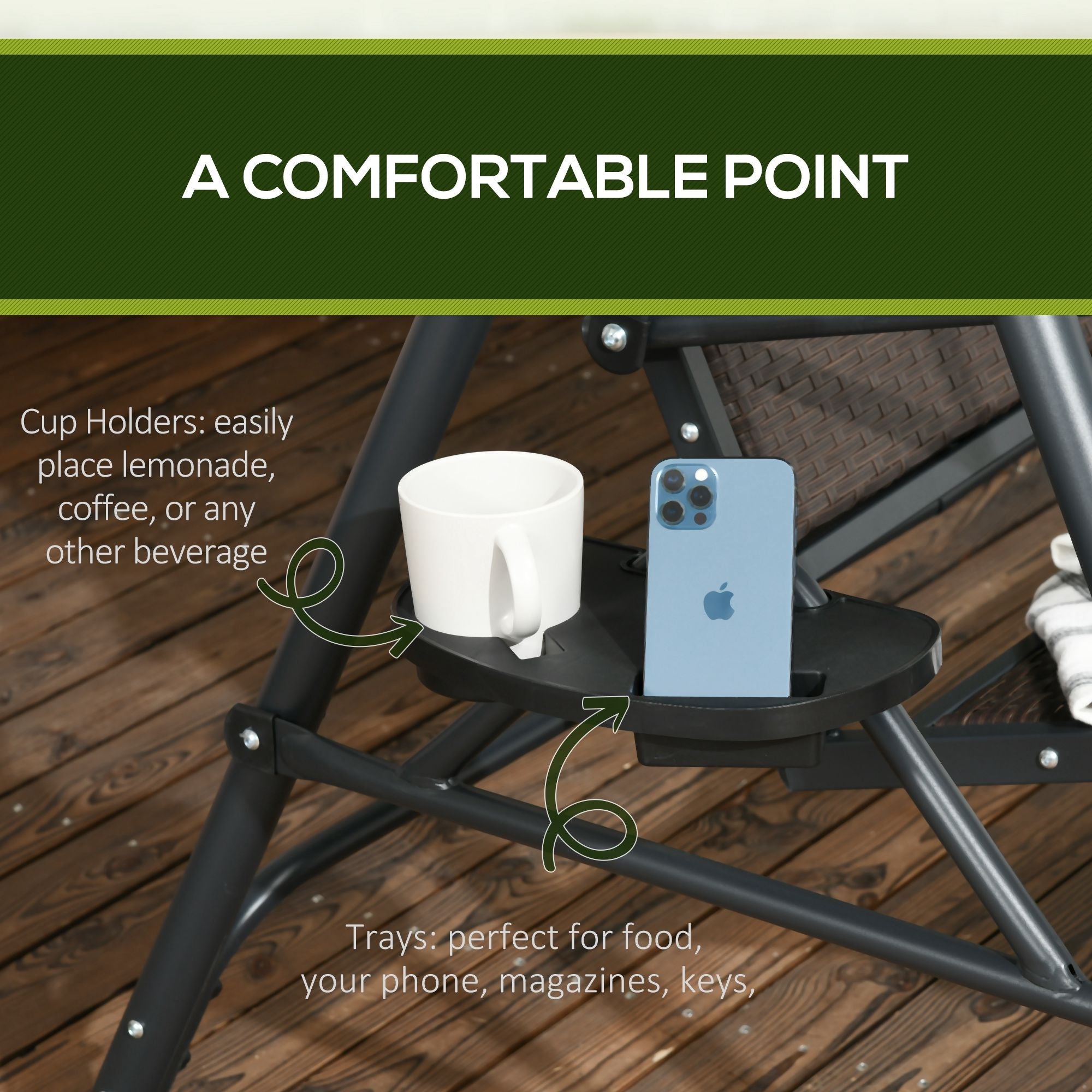 Outsunny 3-Seat Patio Swing Chair: Outdoor Canopy Glider with Adjustable Shade, Rattan Seat & Steel Frame 