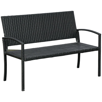 Outsunny Rattan Wicker Loveseat Furniture Hand Woven Portable Black 