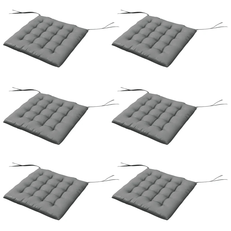 6-Piece Seat Cushion Pillows Replacement, Button Tufted Patio Chair Cushions Set with Ties, Charcoal Grey