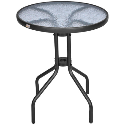 Outsunny 24" Patio Round Table with Tempered Glass Top Durable Outdoor Dining Steel Frame 