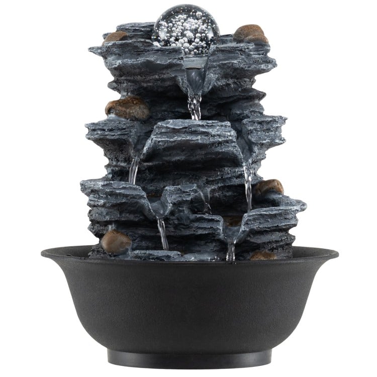 Tabletop Water Fountain with Rolling Crystal Ball and Color-Changing LED Light
