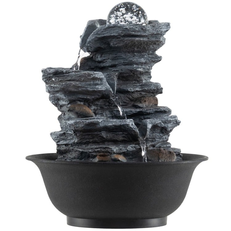 Tabletop Water Fountain with Rolling Crystal Ball and Color-Changing LED Light