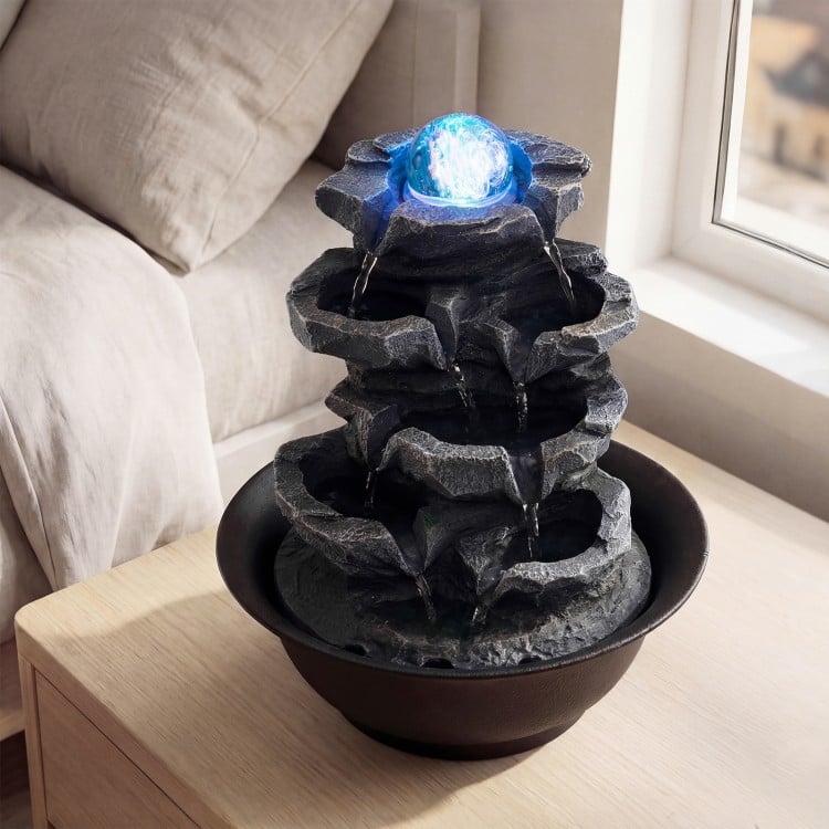 Tabletop Water Fountain with Rolling Crystal Ball and Color-Changing LED Light