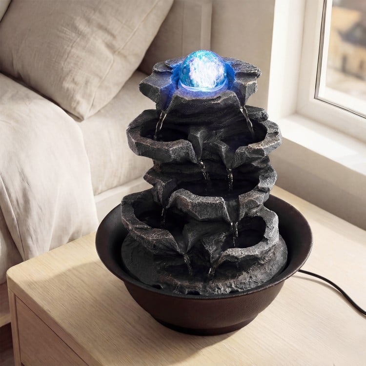 Tabletop Water Fountain with Rolling Crystal Ball and Color-Changing LED Light