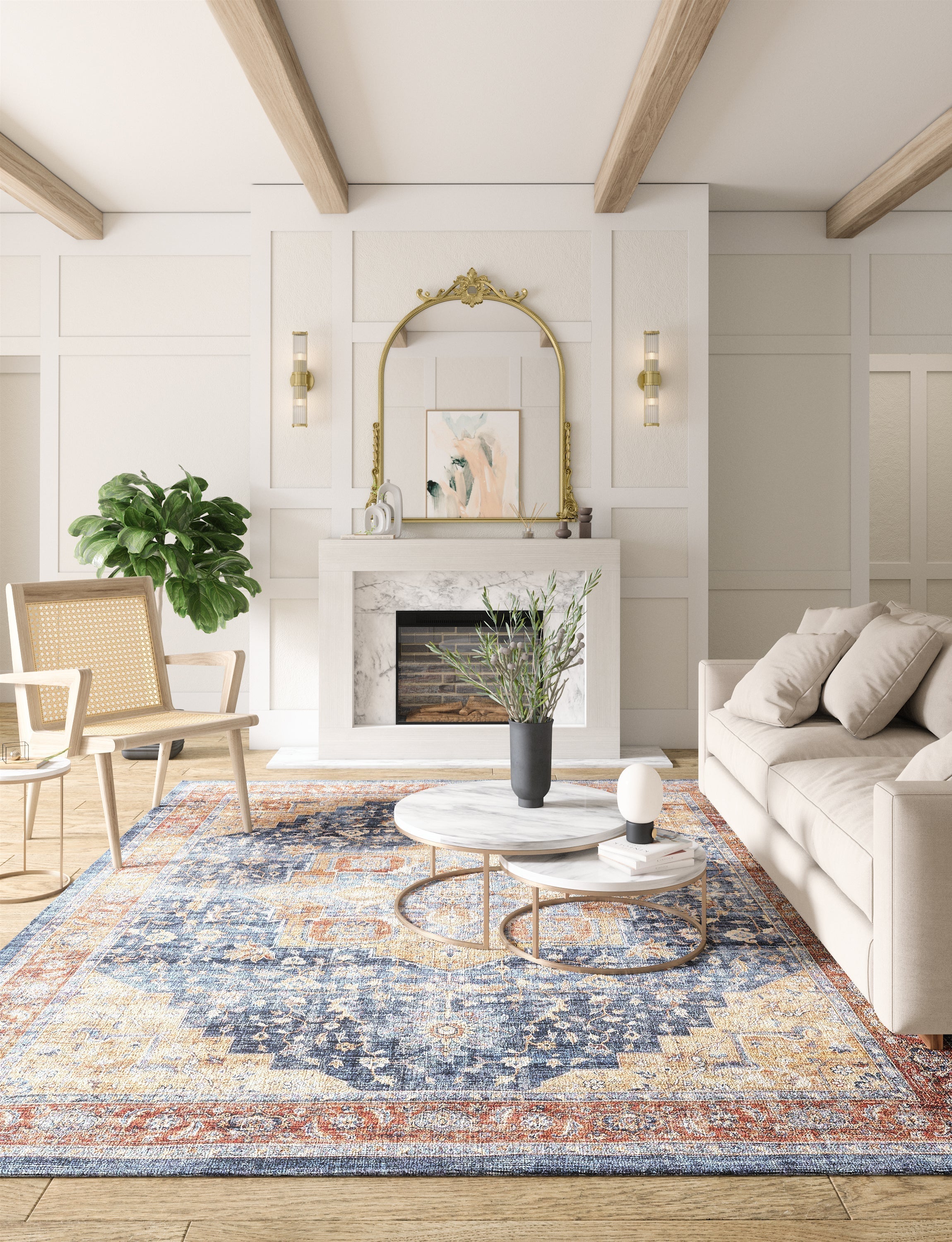 Talia Orange Blue Rug 