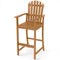 Tall Adirondack Chair with Armrests and Footrest for Deck-Natural