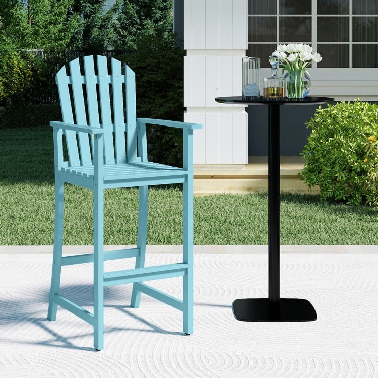 Tall Adirondack Chair with Armrests and Footrest for Deck-Turquoise