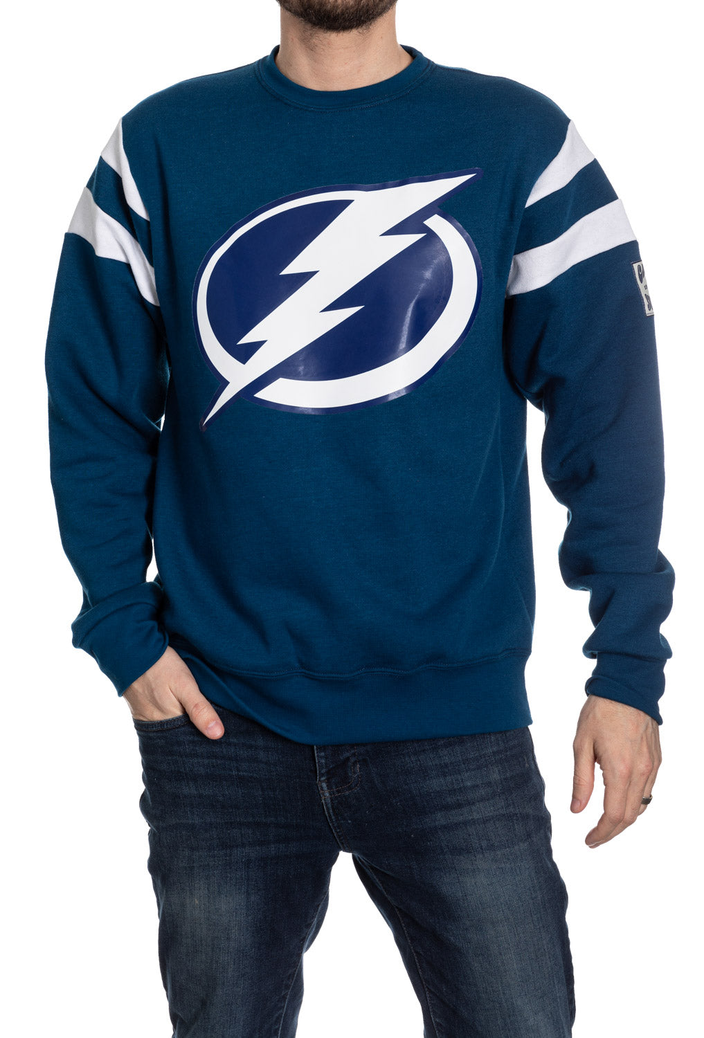Tampa Bay Lightning Varsity Retro Style Crewneck Sweatshirt 