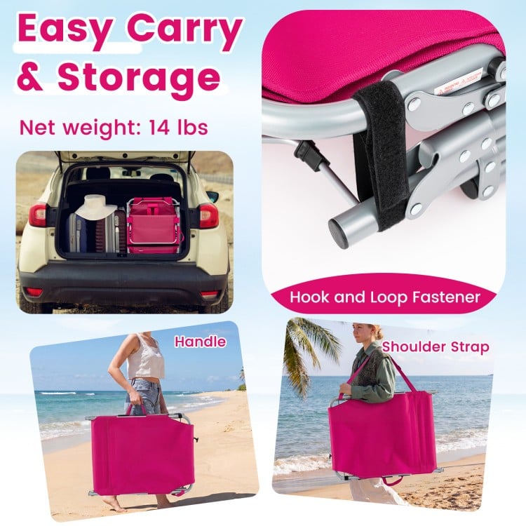 Tanning Chair with Face Arm Holes Portable Sunbathing Chair-Pink Strip