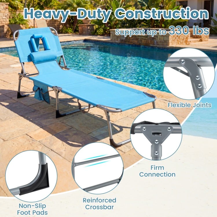 Tanning Chair with Face Arm Holes Folding Chair-Navy