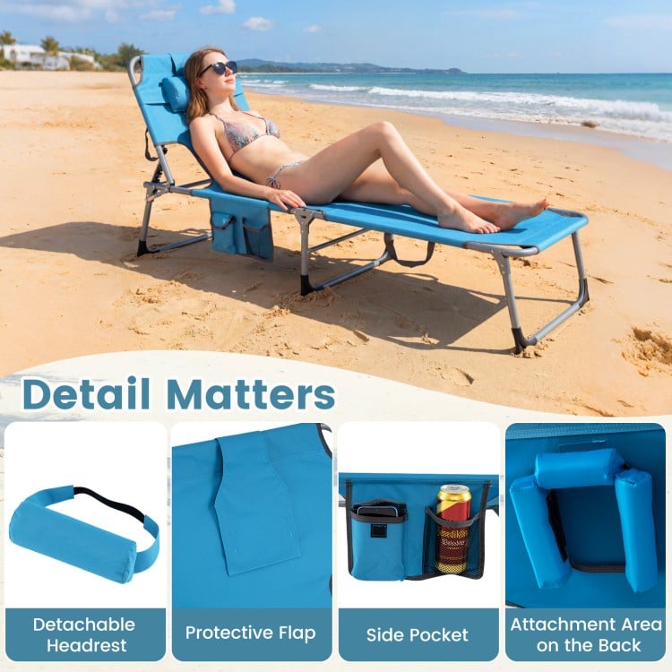 Tanning Chair with Face Arm Holes Folding Chair-Navy