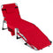 Tanning Chair with Face Arm Holes Portable Sunbathing Chair-Red
