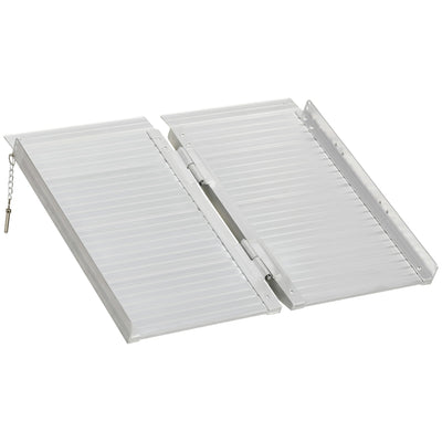 HOMCOM Textured Aluminum Folding Wheelchair Ramp, Portable Threshold Ramp 2', for Scooter Steps Home Stairs Doorways 