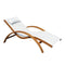 Outdoor Wood Sling Chaise Lounge Reclining Garden Mesh Lounger Patio Chair with Headrest Cream