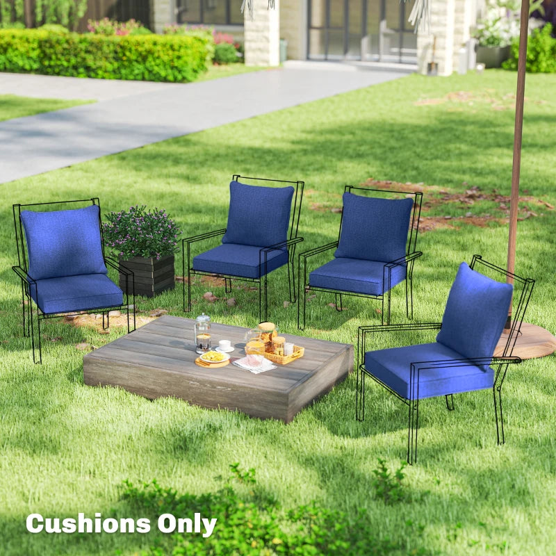 Outdoor Chair Cushions Set of 4, Fade Resistant Patio Chair Cushions for Outdoor Furniture, 24" x 24", Navy Blue