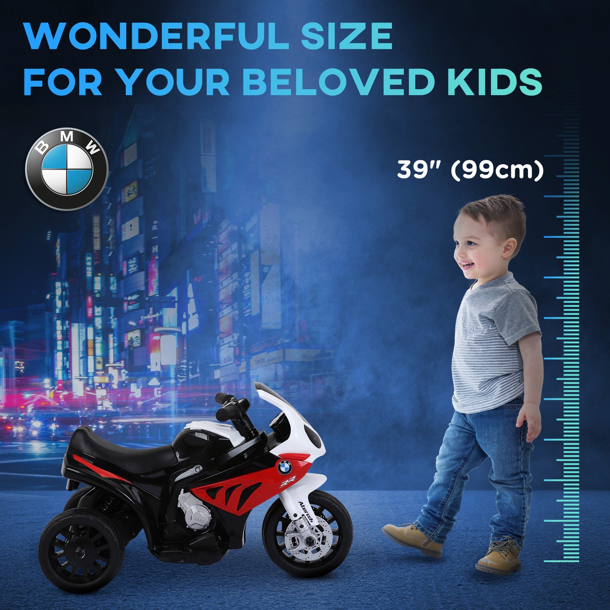 Aosom 6V Kids Motorcycle Battery Powered Toddler Ride On with Headlight Music 3 Wheels Red 