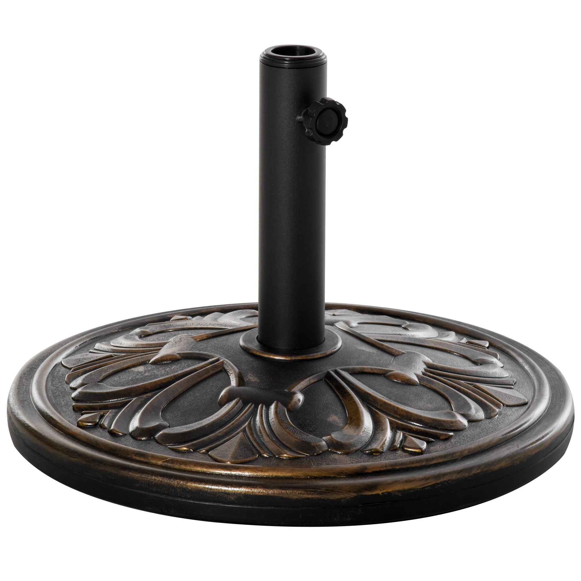 Outsunny Umbrella Base: 29lb Heavy Duty Round Concrete Parasol Stand for Outdoor Patio Garden Bronze 