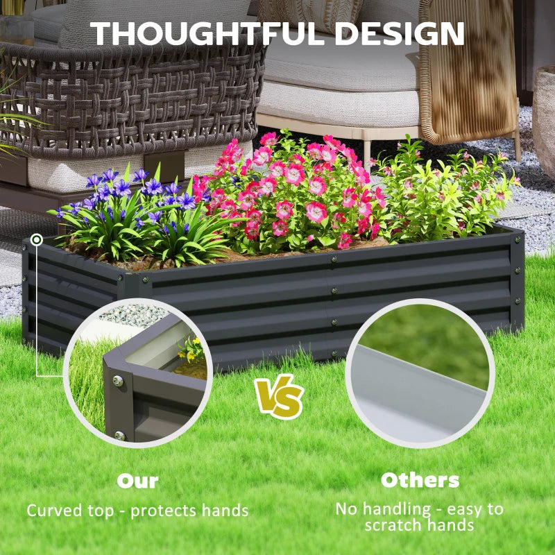 Galvanized Raised Garden Bed, Outdoor Planter Box for Vegetables, Flowers, Herbs, 4' x 2' x 1', Black