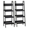 HOMCOM 4 Tier Ladder Shelf Bookcase Set of 2 Display Rack Storage Shelving Unit Flower Plant Stand Multi-Use Black