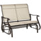 Outsunny Garden Double Gliding Chair, Patio Glider Armchair for Outdoor, Backyard Mesh Seat and Backrest, Steel Frame, Khaki