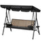 Outdoor 3-Seat Porch Swing with Canopy, Rattan Seat, Removable Cushion, Pillows and Steel Frame