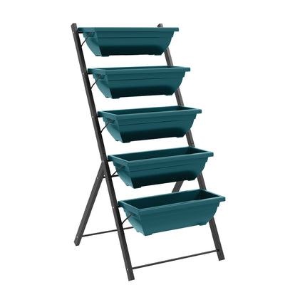 Outsunny 5-Tier Raised Garden Bed with 5 Planter Box, Outdoor Plant Stand Grow Containers with Leaking Holes, Green 