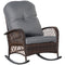 Outsunny Outdoor PE Rattan Rocking Chair, Patio Wicker Recliner Rocker Chair with Soft Cushion, for Garden Backyard Porch, Grey