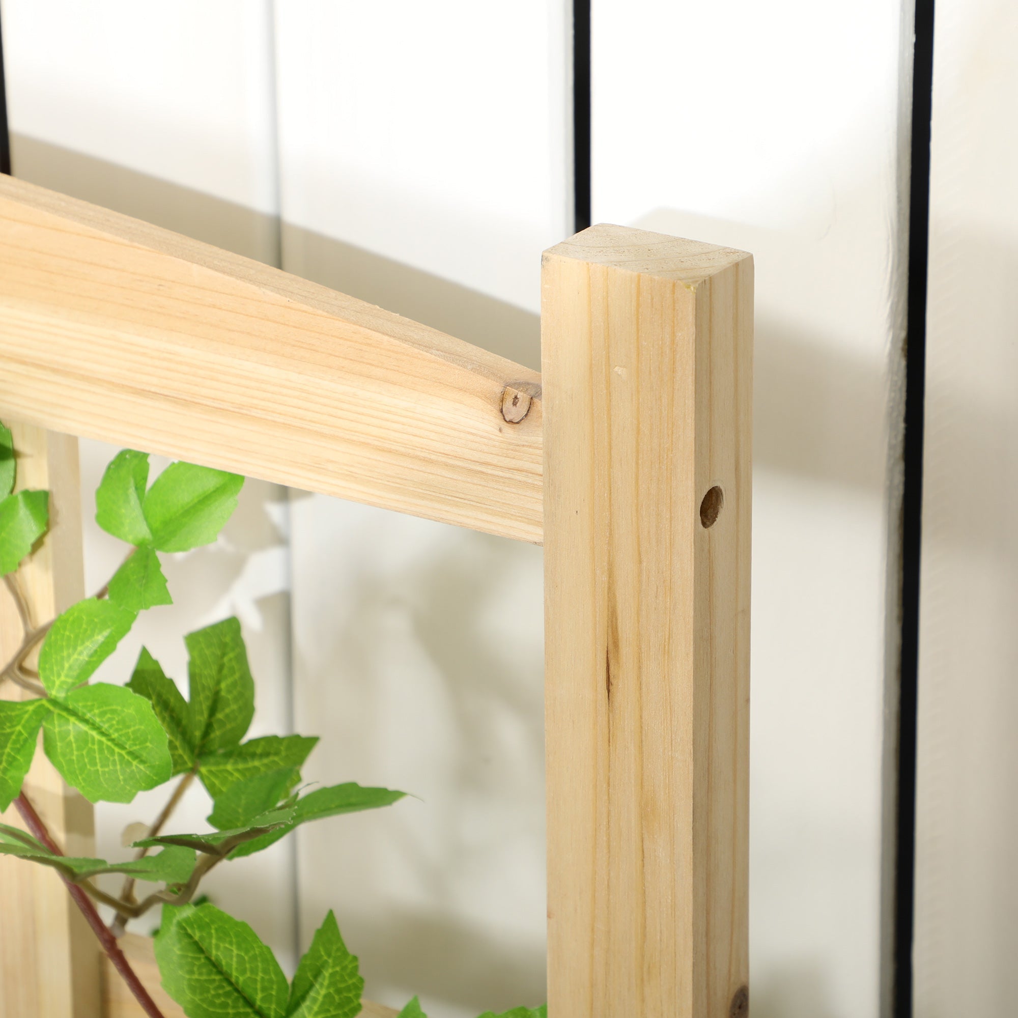 Outsunny Wooden Planter Box with Trellis: Outdoor Raised Garden Bed for Climbing Plants, Flowers & Herbs in Natural 