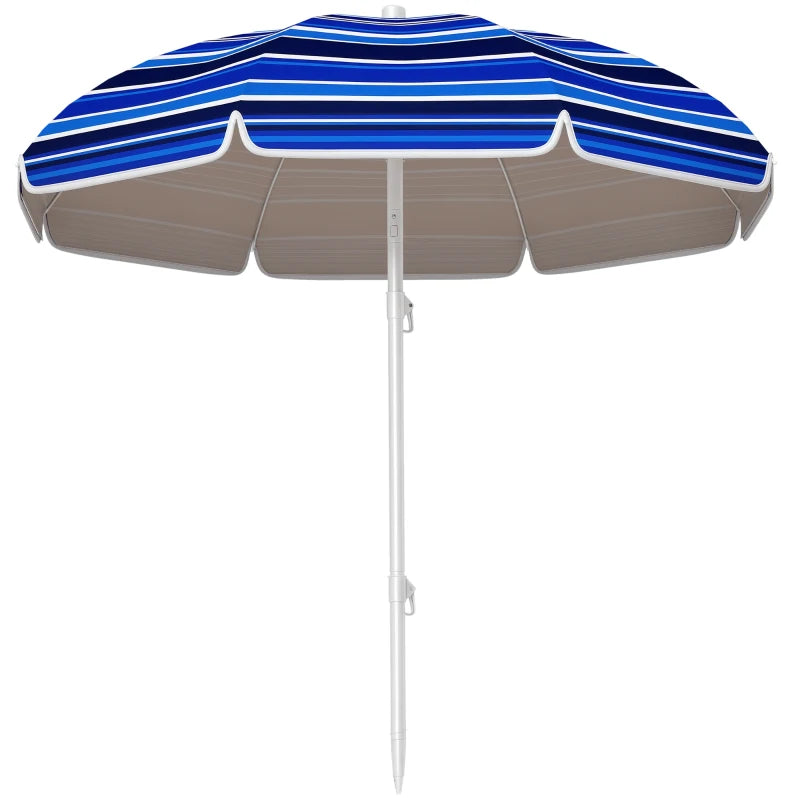 70.9" Dia. Portable Beach Umbrella, UV 50+ Ruffled Outdoor Umbrella with Adjustable Tilt Multicolor