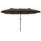 Outsunny 15' Outdoor Patio Umbrella with Twin Canopy Sunshade Steel Table Umbrella with Lift Crank Grey