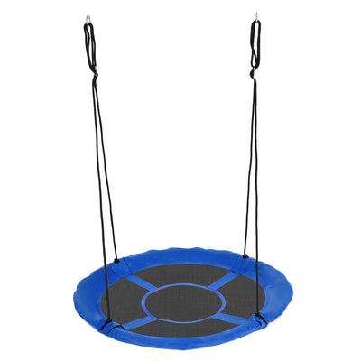 Outsunny Giant Saucer Tree Swing, 43.25" Nest Web Rope Hanging Seat for Backyard Playground - Blue 