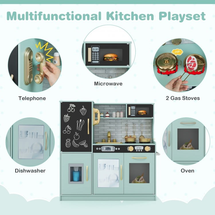 Toddler Pretend Play Kitchen for Boys and Girls 3-6 Years Old-Green