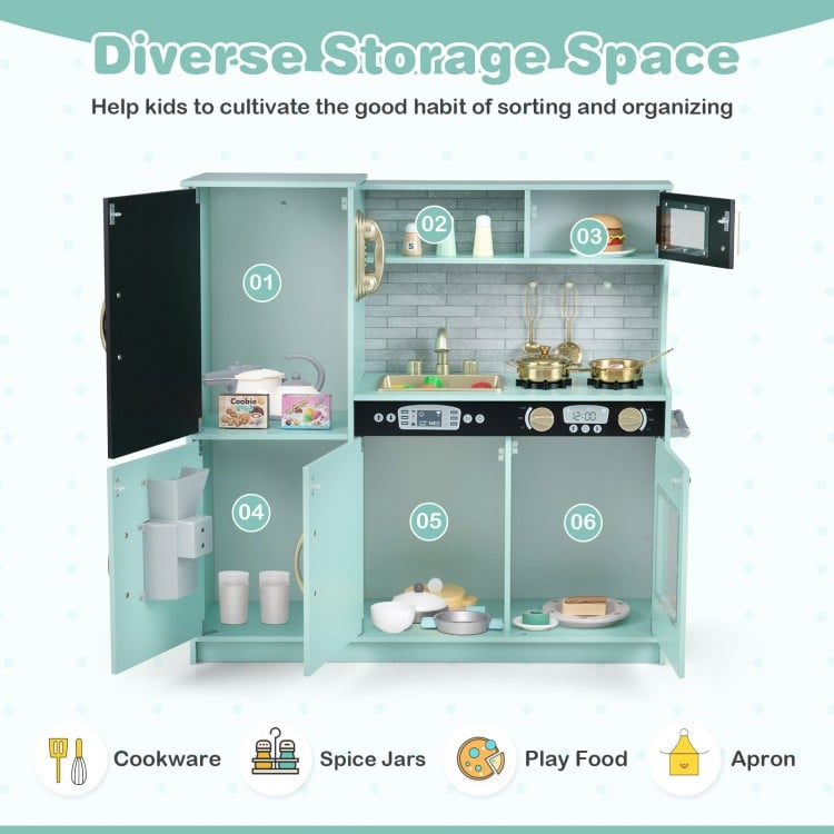 Toddler Pretend Play Kitchen for Boys and Girls 3-6 Years Old-Green